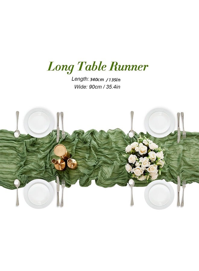 كينميد مفرش طاولة من قماش الشاش 90x340 سم باللون الأخضر الميرمي – ديكور طاولة شفاف لحفلات الزفاف وتزيين الحفلات، قطعة مركزية للطاولة - Image 4