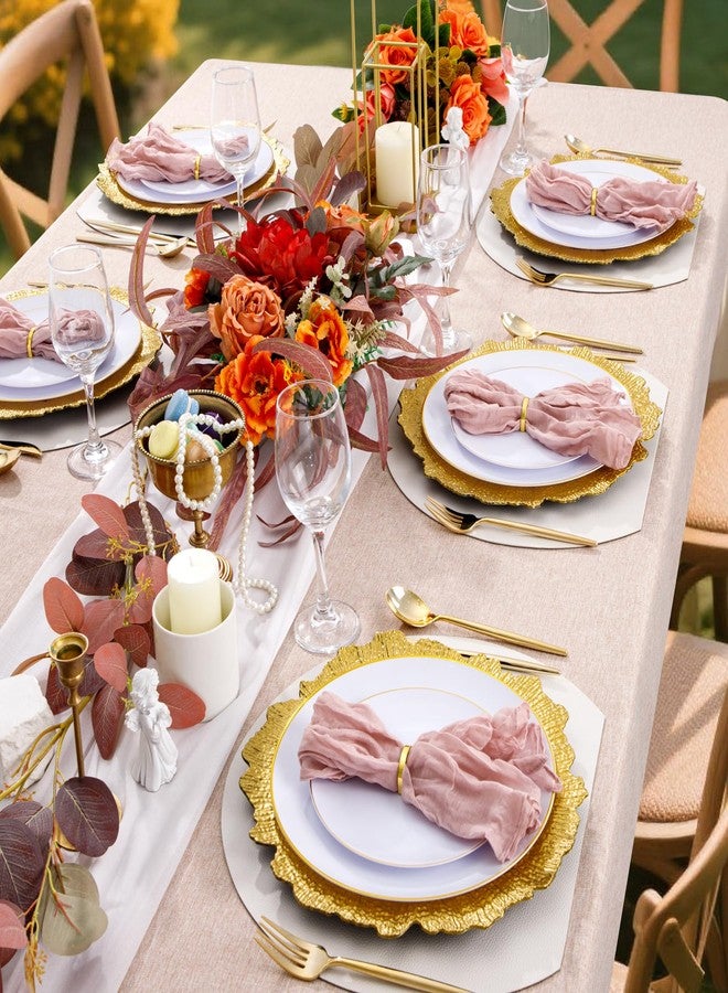 supernal Gold Reef Charger Plates Set of 20, 13 Inch Round Chargers for Dinner Plates Bulk, Elegant Flora Reef Design Plastic Plate Chargers for Wedding, Party Table Decor & Events - Image 4