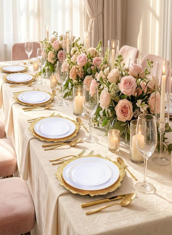 supernal Gold Reef Charger Plates Set of 20, 13 Inch Round Chargers for Dinner Plates Bulk, Elegant Flora Reef Design Plastic Plate Chargers for Wedding, Party Table Decor & Events - Image 2
