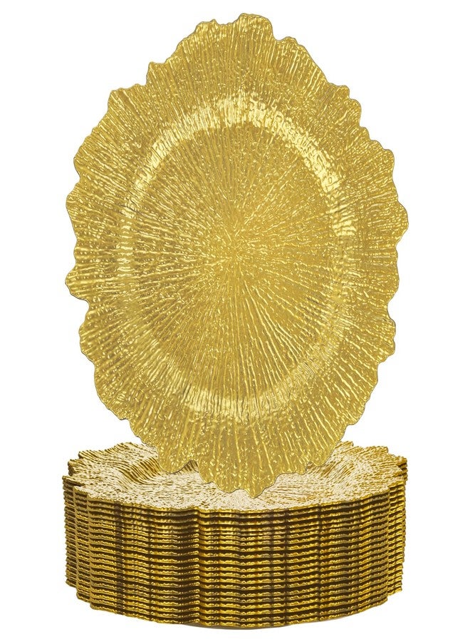 supernal Gold Reef Charger Plates Set of 20, 13 Inch Round Chargers for Dinner Plates Bulk, Elegant Flora Reef Design Plastic Plate Chargers for Wedding, Party Table Decor & Events - Image 1