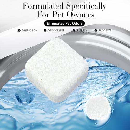 OOOFLOWER 24PC Washing Machine Cleaner Tablets, Formulated for Pet Owners, Pet Hair Remover, Deodorizer, Work with Top & Front Load, HE, Deep Cleaning Descaler, Removes Residue and Odors, Septic Safe - Image 5