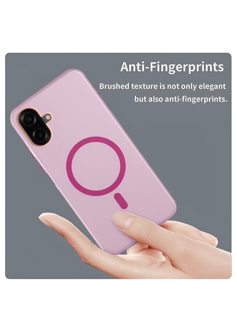 Wtech Samsung Galaxy A07 4G 2025 Hybrid Translucent Magsafe with Magnetic Charging Raised Camera Lips Elegant Look Case Cover (MCMPMN) - Baby Pink - Image 3