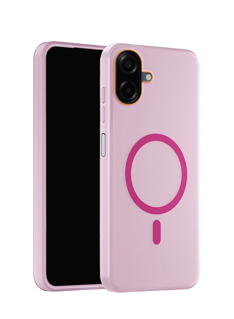 Wtech Samsung Galaxy A07 4G 2025 Hybrid Translucent Magsafe with Magnetic Charging Raised Camera Lips Elegant Look Case Cover (MCMPMN) - Baby Pink - Image 1