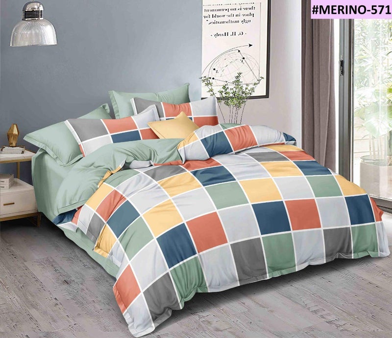 TIB 400 TC Glace Cotton King Size Bedsheet with 2 Pillow Covers,Bedsheet for Double Bed,90X100 Inches| 140 GSM, Multi, Pack of 3 - Image 2