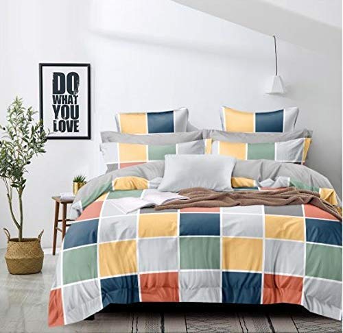 TIB 400 TC Glace Cotton King Size Bedsheet with 2 Pillow Covers,Bedsheet for Double Bed,90X100 Inches| 140 GSM, Multi, Pack of 3 - Image 1