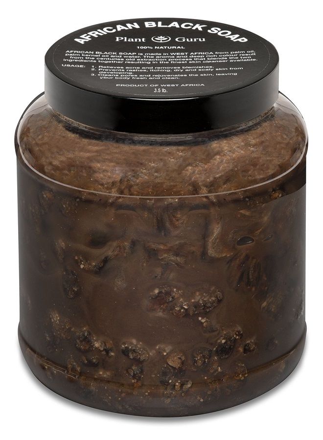 Plant Guru صابون أسود أفريقي معجون 3.5 رطل. بالجملة - 100% طبيعي خام نقي من غانا. علاج حب الشباب، يساعد ضد الإكزيما والصدفية، البشرة الجافة، الندوب والبقع الداكنة. رائع للبثور والرؤوس السوداء. - Image 1