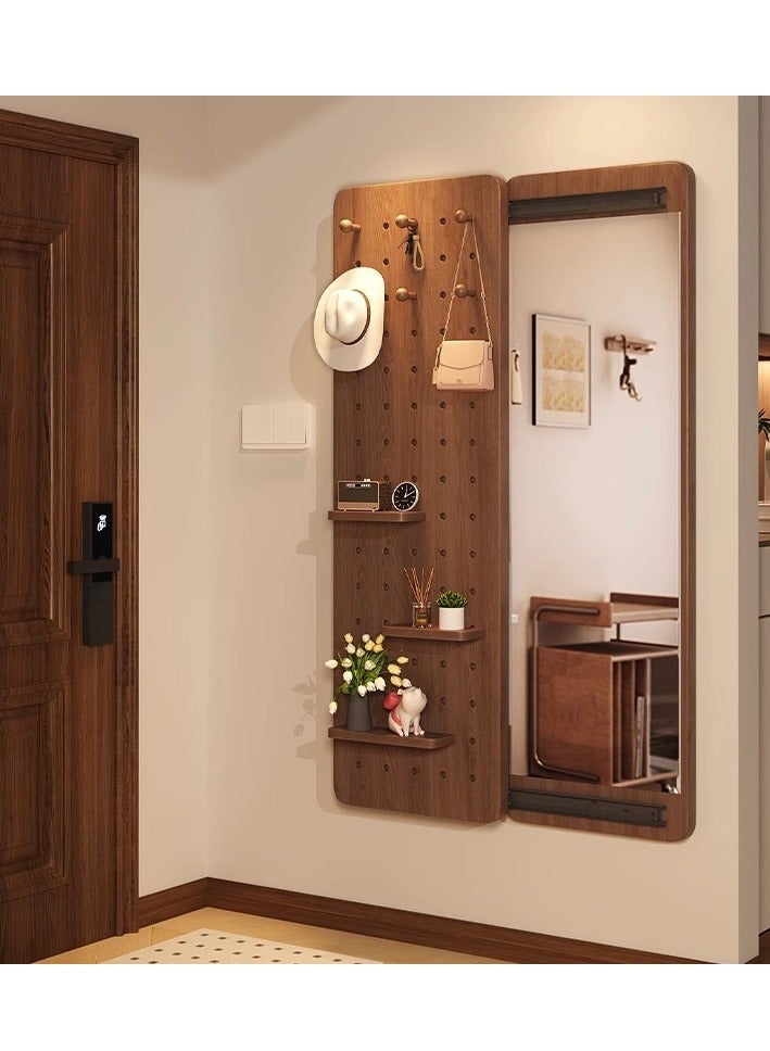 معلق كامل الطول مرآة دفع وسحب مرآة مستطيلة مع 5 كرة خطاف و 3 ترافيق قابل للتعديل تصميم مخفي تركيب مرآة لغرفة النوم وغرفة المعيشة ومدخل - Image 3
