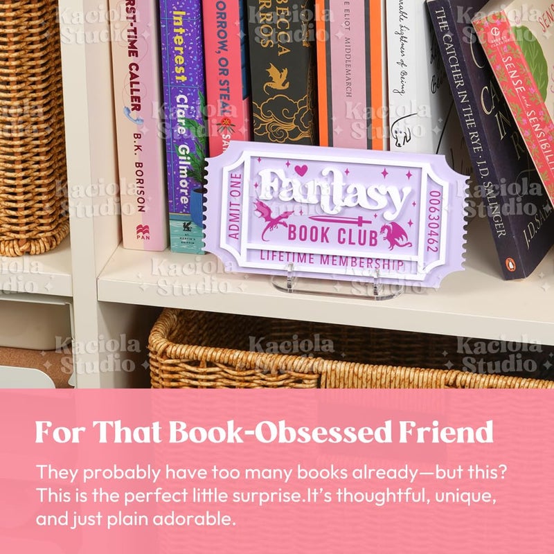 KACIOLA STUDIO Library Sign, 3D Bookish Decor for Book Nook, Gifts for Booklovers/Reader/Women, Bookshelf Book Store Decor, Romantasy Gift (Horror) - Image 3