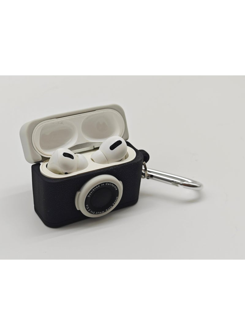 AirPods Pro 2 Case cover, Compact and Portable, 3D Camera Design AirPods Pro 2nd generation Case with Keychain, Soft Silicone Rugged Shockproof Earphone Case for Women Men for Airpods Pro 2 2022, Black - Image 4