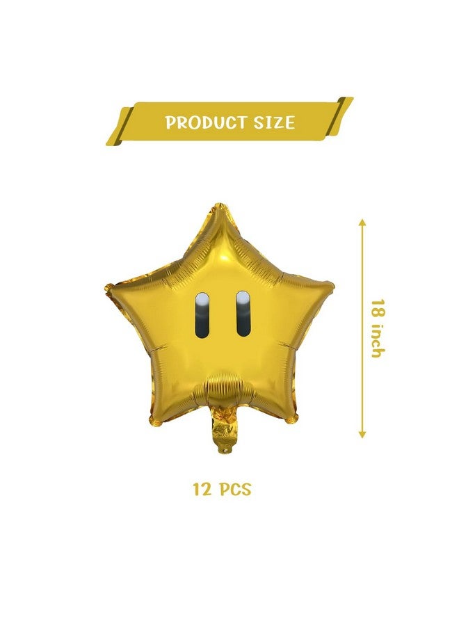 NF orange 12PCS Star Foil Balloons - Super Gold Coin & Yellow Star Balloons for Kids Birthday Party Decorations - Image 2