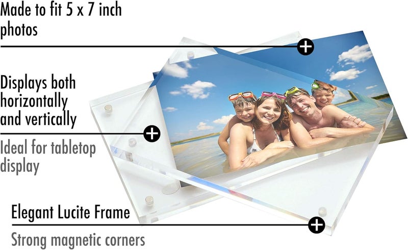 Americanflat 5x7 Acrylic Picture Frame - Scratch Resistant with Magnetic Corners & Freestanding for Tabletop, clear - Image 3