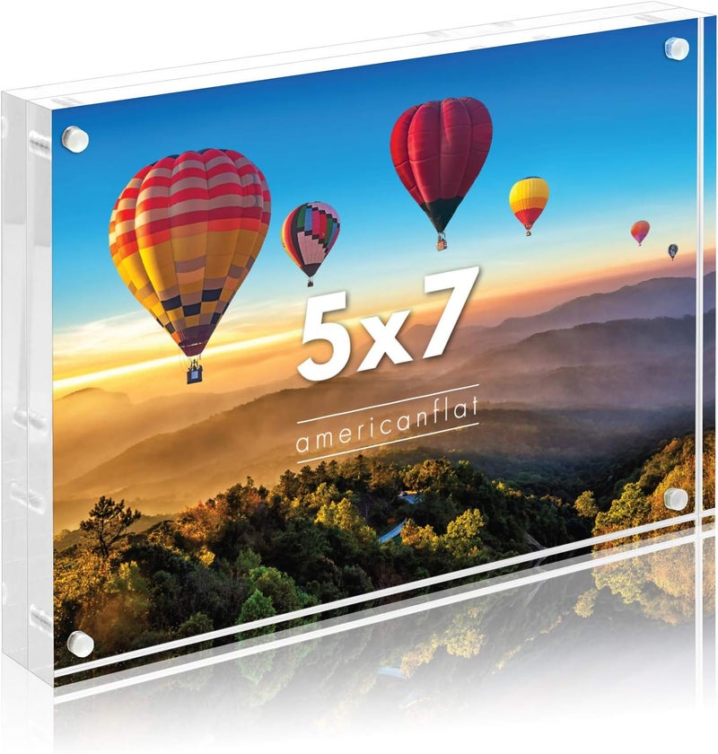 Americanflat 5x7 Acrylic Picture Frame - Scratch Resistant with Magnetic Corners & Freestanding for Tabletop, clear - Image 1