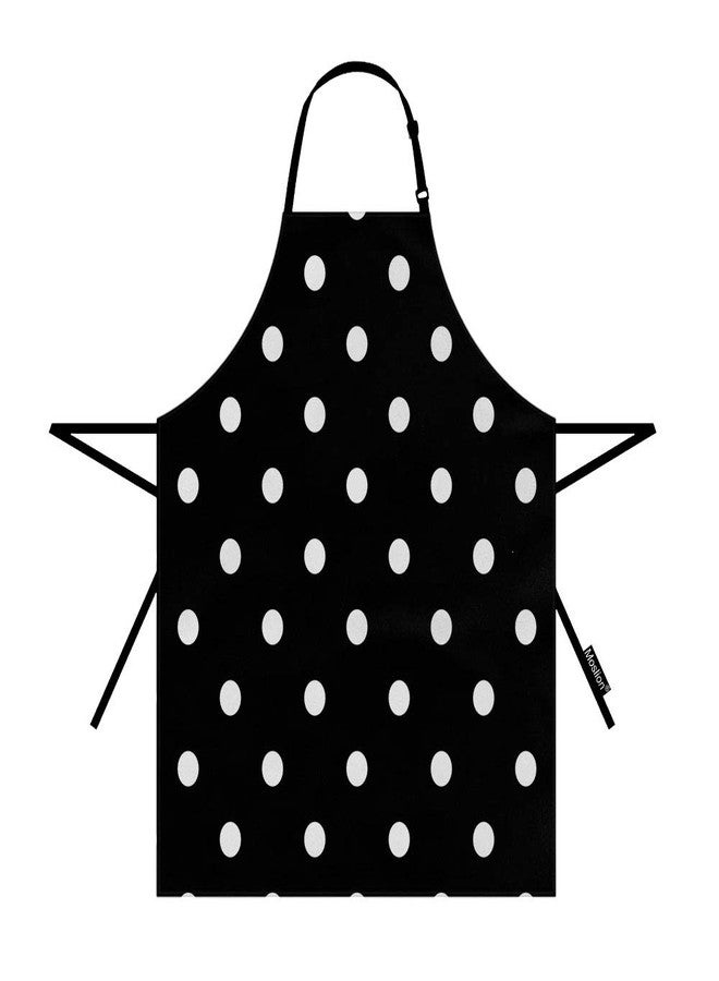 Moslion Polka Dot Apron 31x27 Inch Vintage Black White Spot Doodle Polka Dot Kitchen Chef Waitress Cook Aprons Bib with Adjustable Neck for Women Men Girls - Image 1