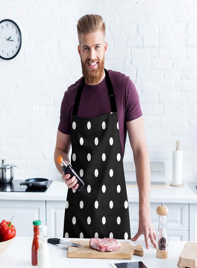 Moslion Polka Dot Apron 31x27 Inch Vintage Black White Spot Doodle Polka Dot Kitchen Chef Waitress Cook Aprons Bib with Adjustable Neck for Women Men Girls - Image 3