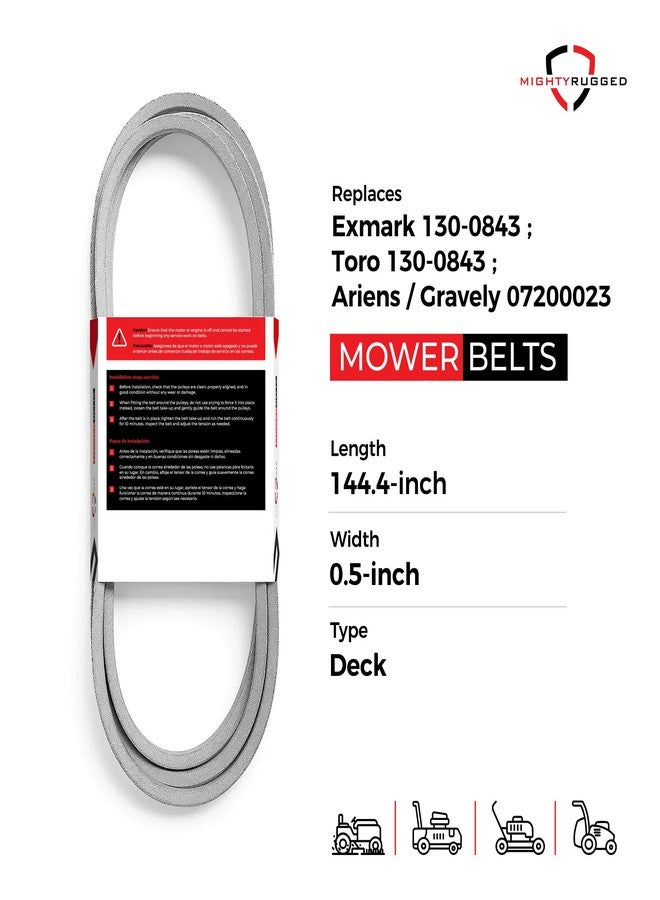 MightyRugged 130-0843 Torro Belt Replacement - Belt Length 144.4" - Durable, Heavy Duty, Aramid Cord Deck Belt Repalcement for 130-0843, 07200023 - Compatible with Time Cutter and Exmark Models - Image 2