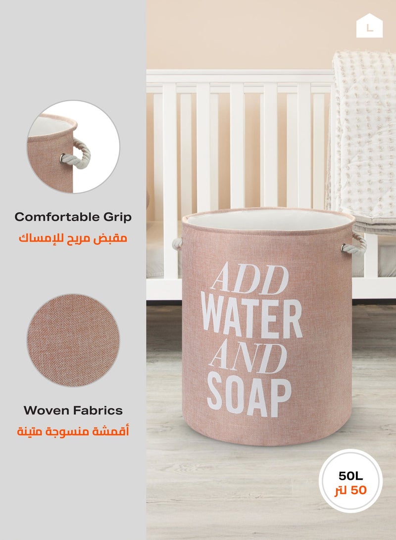Round Laundry Basket with Printed Letters - Pink Storage Basket (40x50cm)-Stylish and Durable Fabric Laundry Hamper for Organization and Decor - Nursery Storage Closet Organizer Laundry Sorter - Image 4