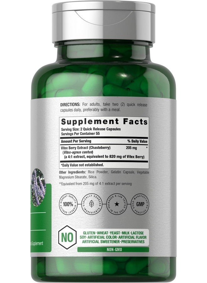 Horbäach Horbaach Vitex Berry 820mg | 110 Capsules | Chasteberry Supplement for Women | Agnus-Castus Fruit | Non-GMO, Gluten Free - Image 2