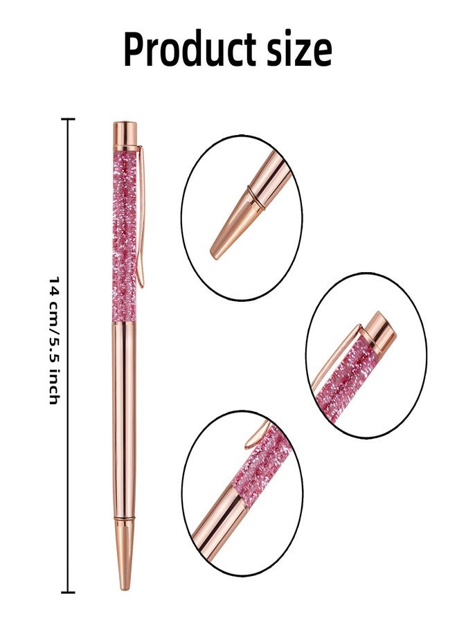 RANBOS 3 Pack Rose Gold Ballpoint Pens Glitter Pen Flower Cute Bling Liquid Sand Pen Black Ink Journaling Gift Pens For Women Girls Christmas Wedding Birthday (Color A) - Image 2