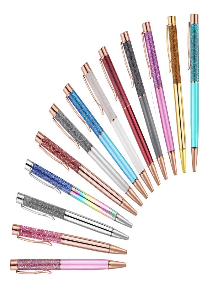 RANBOS 3 Pack Rose Gold Ballpoint Pens Glitter Pen Flower Cute Bling Liquid Sand Pen Black Ink Journaling Gift Pens For Women Girls Christmas Wedding Birthday (Color A) - Image 4