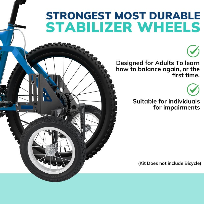 MOSHAY Aluminum Alloy Adjustable Adult Bicycle Bike Stabilizers Training Wheels Fits 24" to 29" - (24-29) - Image 2