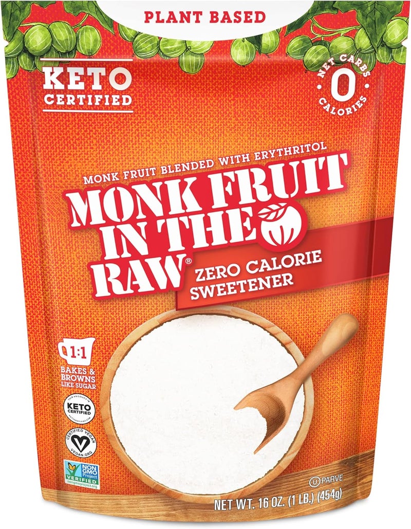 IN THE RAW Monk Fruit In The Raw Zero Calorie Sweetener with Erythritol, 16 oz Baker's Bag - Sugar-Free and Keto Certified - Image 1