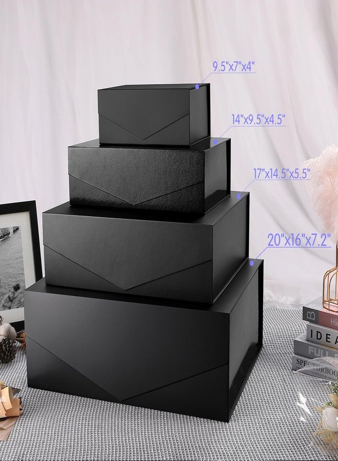 صندوق هدايا كبير جدًا من جينغوان، مقاس 19.2 × 15.8 × 7 بوصات، مزود بغطاء، صندوق اقتراح للعريس مع إغلاق مغناطيسي، صندوق هدايا عملاق للملابس والهدايا الكبيرة (أسود لامع) - Image 4