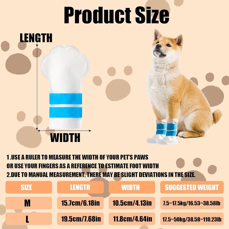 Disposable Dog Shoes, Waterproof Dirt-Proof Outdoor Dog Rain Boots, with Adjustable Straps, for Paw Protection, for Small to Medium Large Dogs, 20Pcs, Medium - Image 2