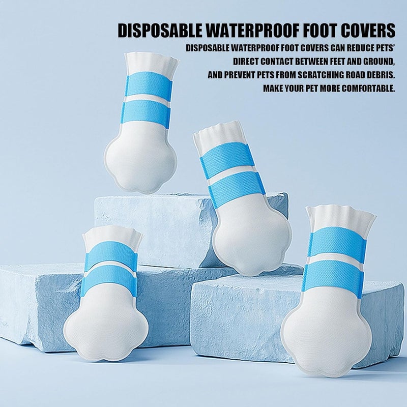 Disposable Dog Shoes, Waterproof Dirt-Proof Outdoor Dog Rain Boots, with Adjustable Straps, for Paw Protection, for Small to Medium Large Dogs, 20Pcs, Medium - Image 3
