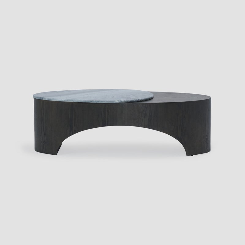 AL HUZAIFA FURNITURE Norwood Coffee Table, Dream Marble With Ash Veneer Base - Image 1