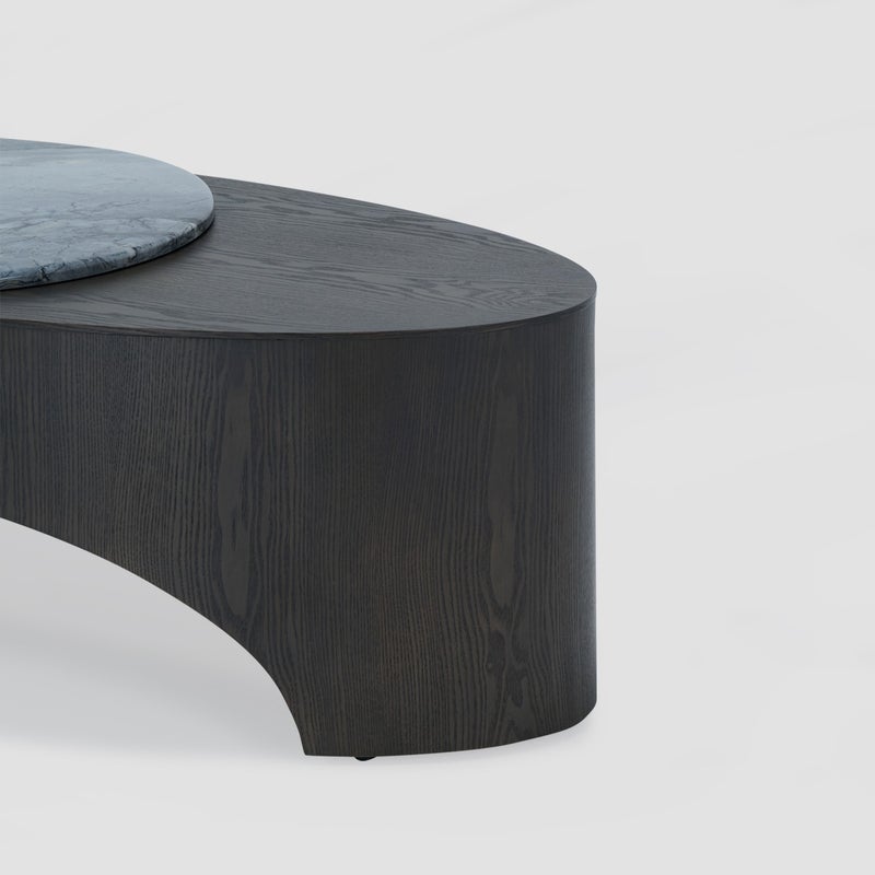 AL HUZAIFA FURNITURE Norwood Coffee Table, Dream Marble With Ash Veneer Base - Image 5