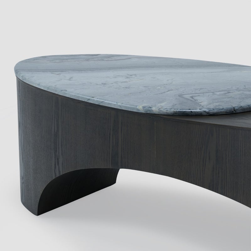 AL HUZAIFA FURNITURE Norwood Coffee Table, Dream Marble With Ash Veneer Base - Image 4
