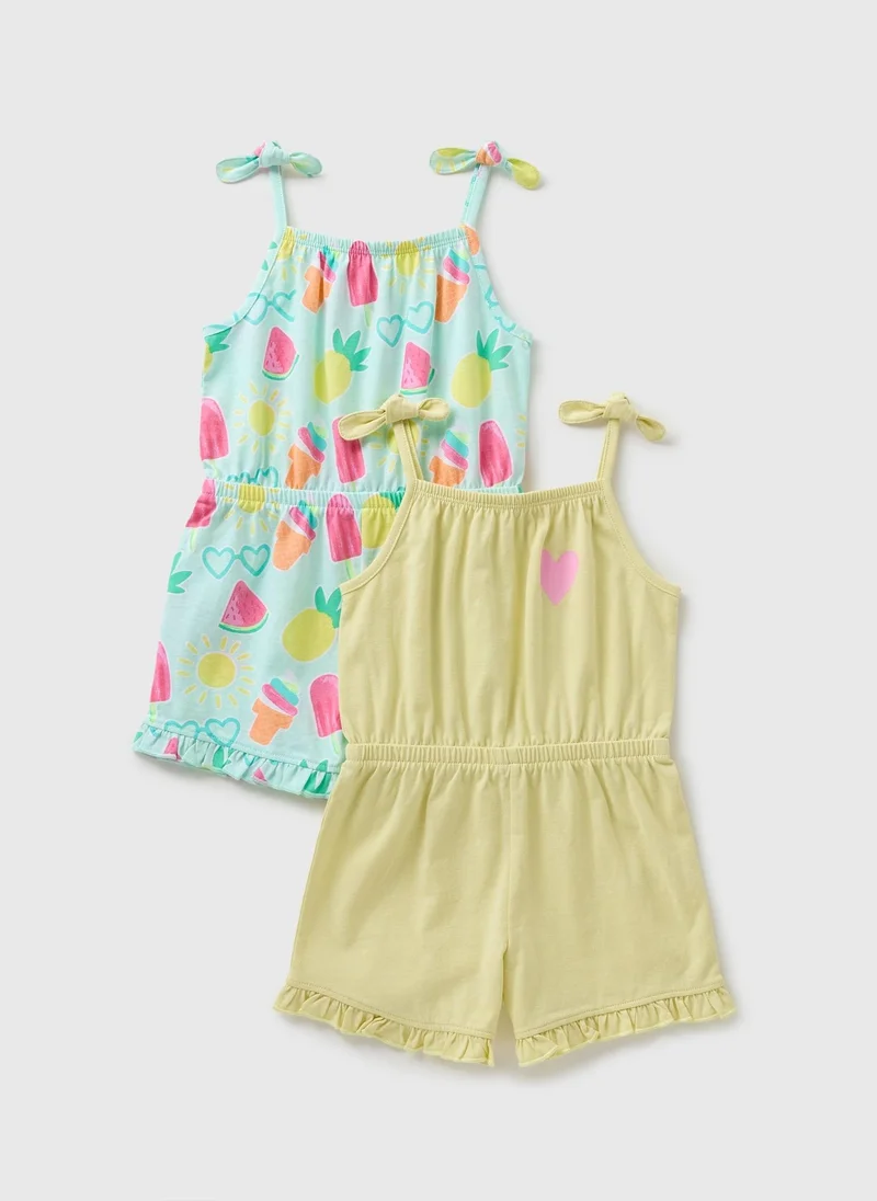 Matalan 2 Pack Girls Fruit Playsuits