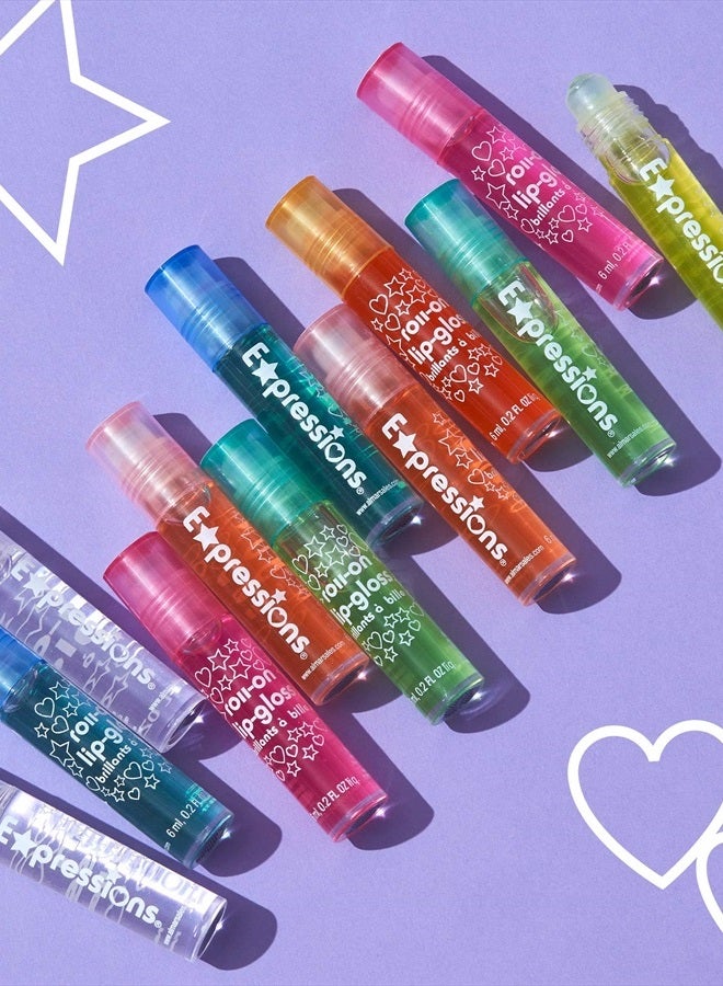 Expressions Girl 12pc Roll On Lip Gloss Set with Carrying Case, Glossy Lip Make-up for Kids and Teens - Fruity Flavors, Non Toxic, Kid Friendly, Party Gift, Best Friends - Image 5