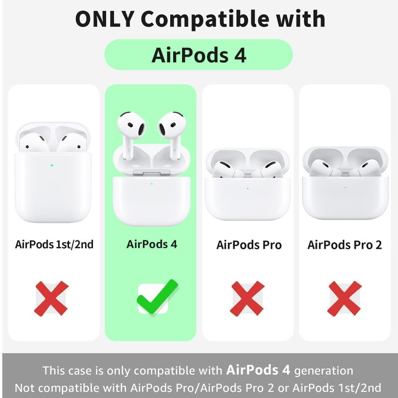 MOLOPPO Premium Protective Case for AirPods 4th Generation - Stylish & Durable AirPods Case with Keychain for Air Pod & AirPods Accessoriesï¼ˆBlackï¼‰ - Image 5
