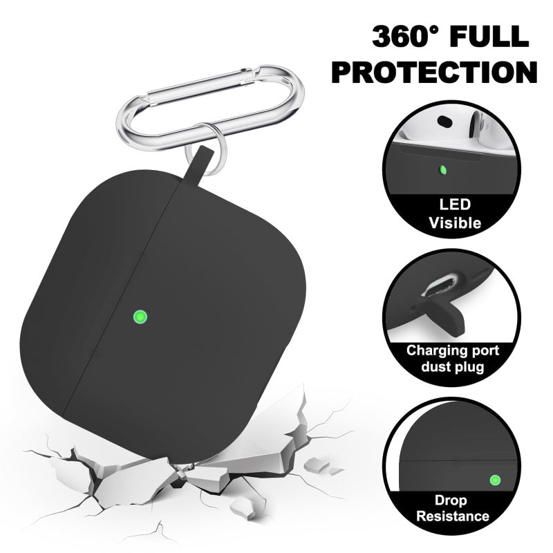 MOLOPPO Premium Protective Case for AirPods 4th Generation - Stylish & Durable AirPods Case with Keychain for Air Pod & AirPods Accessoriesï¼ˆBlackï¼‰ - Image 2