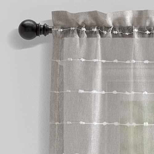 Lush Decor Farmhouse Textured Sheer Window Curtain Valance 52W x18L Gray - Image 3