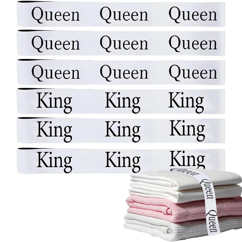 Elastic bed sheet with fixed strap, storage label, linen wardrobe organizer, and storage strap  white  6PC - Image 1