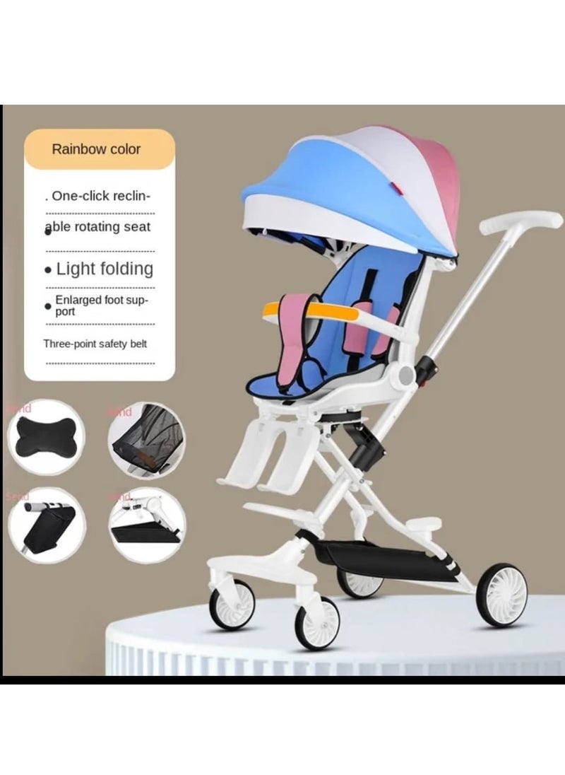 Generic child Baby Stroller Portable Folding Walking Sit Flat Ultra-light Two-way Four-wheeled Lightweight Stroller  - Image 1