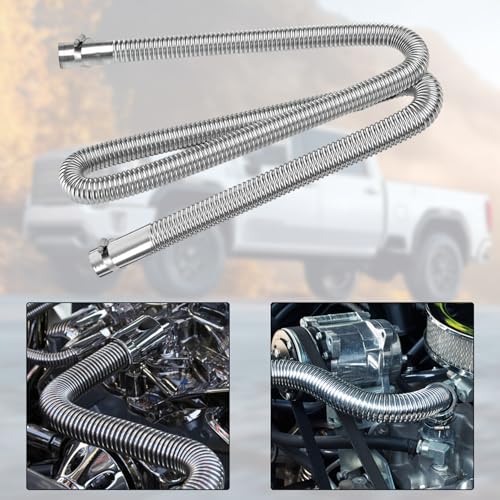 Cayludg 1 Inch Stainless Steel Exhaust Hose, 120CM/47.24 Inch Flexible Diesel Heater Exhaust Pipe, Parking Air Heater Exhaust Pipe Tubing, Fuel Tank Diesel Gas Vent Hose with 2 Hose Clamps - Image 5