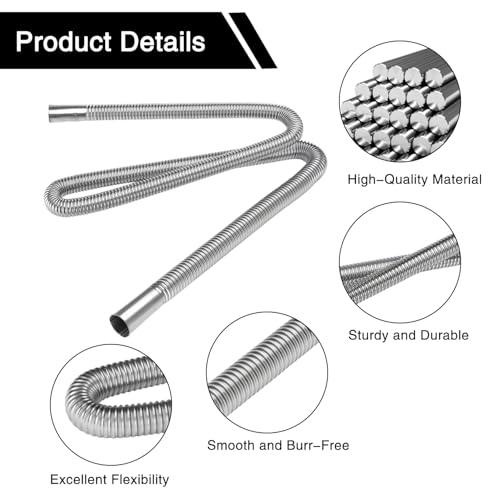 Cayludg 1 Inch Stainless Steel Exhaust Hose, 120CM/47.24 Inch Flexible Diesel Heater Exhaust Pipe, Parking Air Heater Exhaust Pipe Tubing, Fuel Tank Diesel Gas Vent Hose with 2 Hose Clamps - Image 3