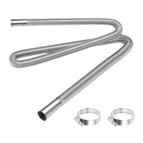 Cayludg 1 Inch Stainless Steel Exhaust Hose, 120CM/47.24 Inch Flexible Diesel Heater Exhaust Pipe, Parking Air Heater Exhaust Pipe Tubing, Fuel Tank Diesel Gas Vent Hose with 2 Hose Clamps - Image 1