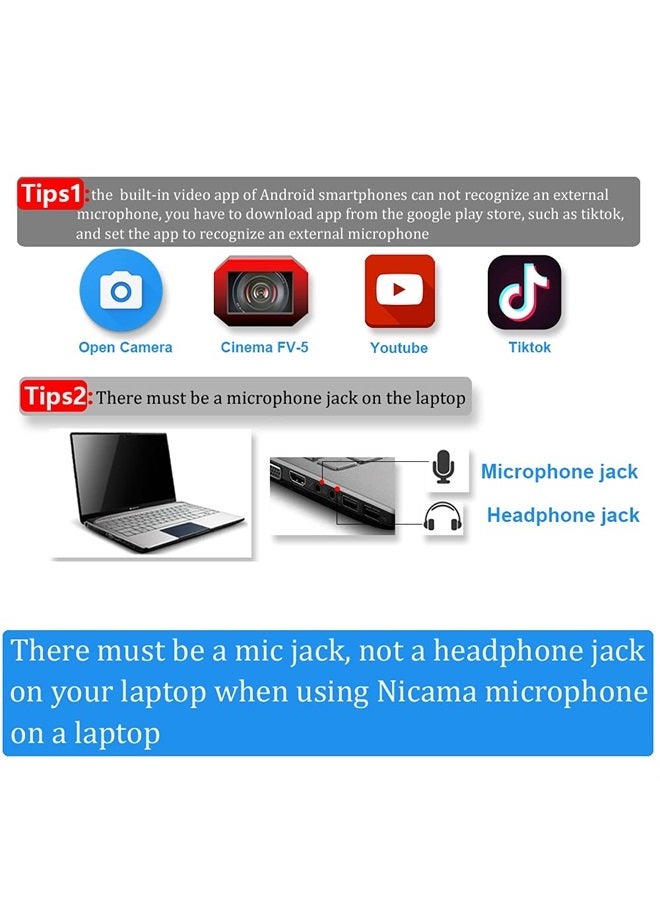 Nicama LVM1 Lavalier Lapel Microphone with Windscreen Muff for DSLR Camera Canon Nikon Camcorder Zoom TASCAM Audio Recorder Smartphone PC - Image 4
