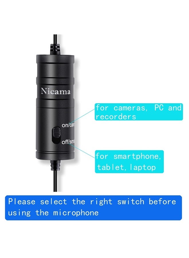 Nicama LVM1 Lavalier Lapel Microphone with Windscreen Muff for DSLR Camera Canon Nikon Camcorder Zoom TASCAM Audio Recorder Smartphone PC - Image 2