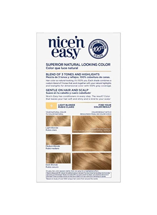 CLAIROL Nice'N Easy Permanent Hair Dye, 9 Light Blonde Hair Color, 3 Count - Image 1