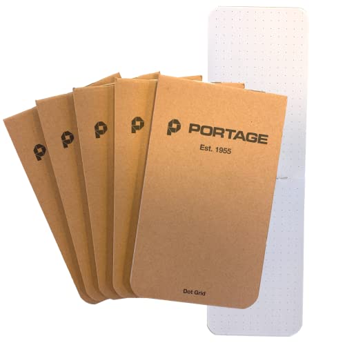 Portage دفتر ملاحظات صغير، دفتر ملاحظات للملاحظات الميدانية، ورق نقطي شبكي – دفتر ميداني بحجم الجيب، دفتر ملاحظات بحجم الجيب لتدوين الملاحظات، مثبت من الأعلى، متين ومرن – 2.8 × 4.6 بوصة، 64 صفحة (عبوة من 6) - Image 1