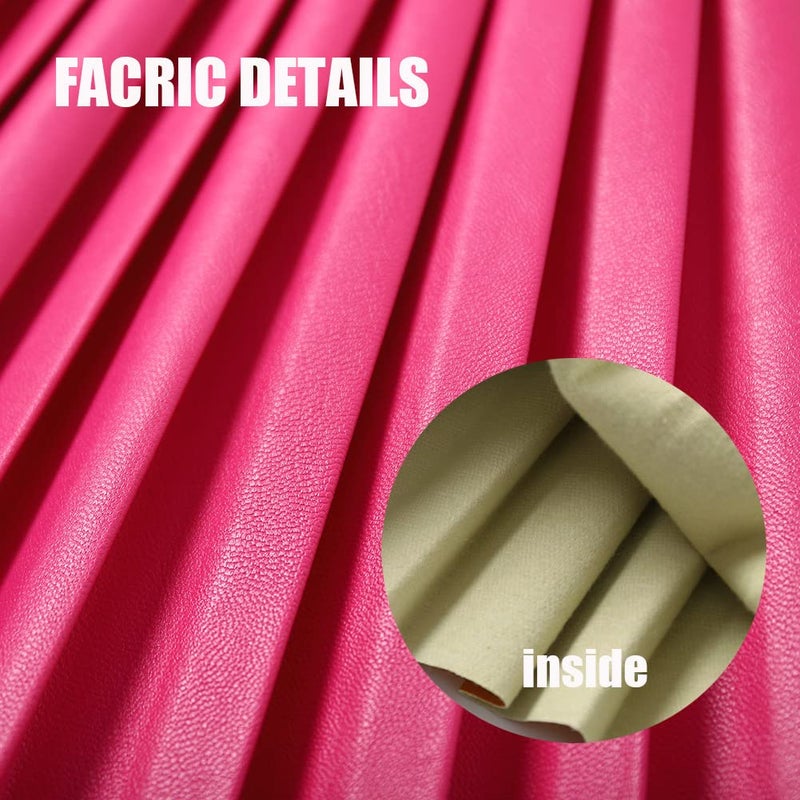 WELAKEN Pu Leather Skirts for Girls Kids & Teen & Toddler & Women Faux Leather Pleated Skirts,Hot Pink,6-7 Years - Image 3