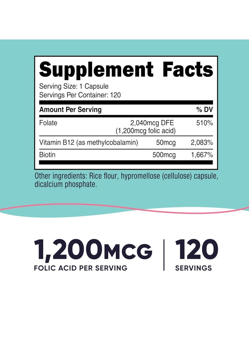 نيوتريكوست حمض الفوليك للنساء ١٢٠٠ ميكروغرام ١٢٠ كبسولة - Image 2