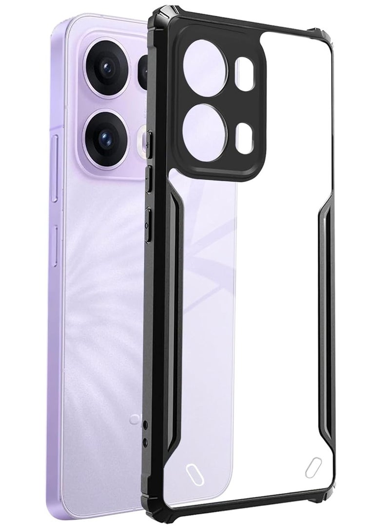 حافظة لهاتف OPPO Reno 13 Pro 5G غطاء خلفي شفاف كريستالي صلب من البولي كربونات مع ممتص للصدمات من مادة TPU، غطاء حماية من السقوط لهاتف OPPO Reno 13 Pro 5G - Image 1