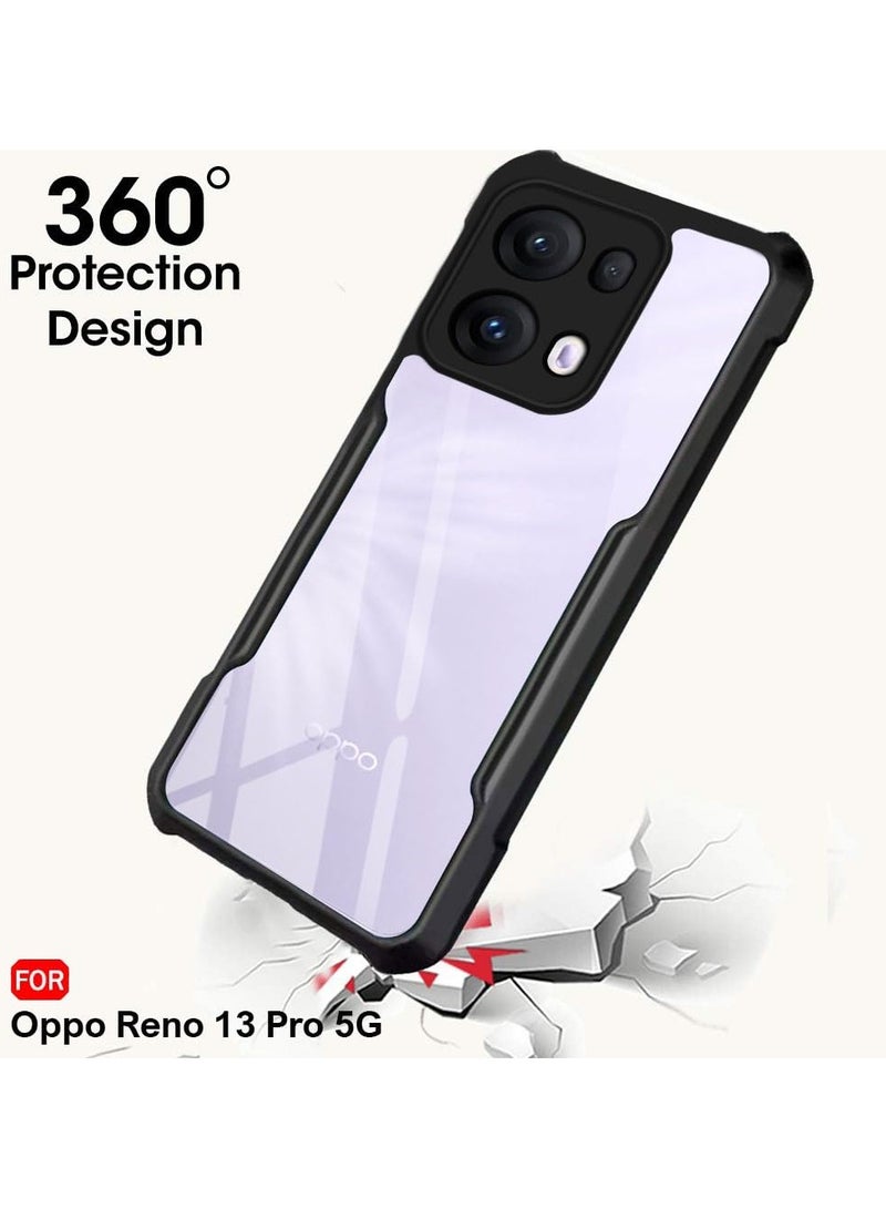 حافظة لهاتف OPPO Reno 13 Pro 5G غطاء خلفي شفاف كريستالي صلب من البولي كربونات مع ممتص للصدمات من مادة TPU، غطاء حماية من السقوط لهاتف OPPO Reno 13 Pro 5G - Image 3