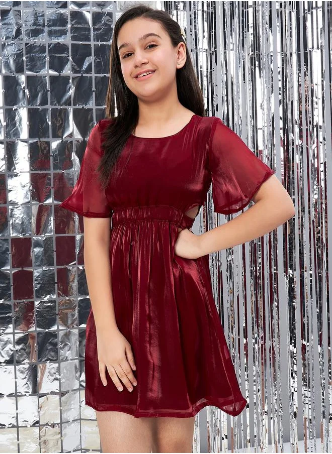 ستايلو بج Solid Elastic Waistband Skater Dress by Styli